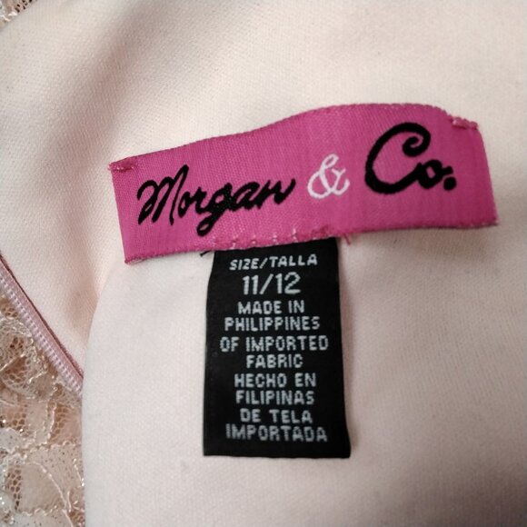 Morgan & Co. Womens Lace Sleeveless Gown/Dress Satin Ribbon Back Bow Size 11/12 - Picture 11 of 12
